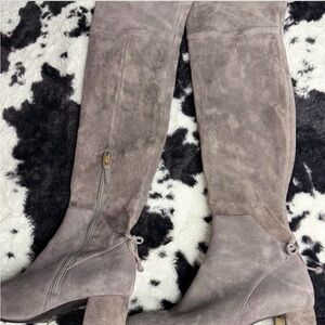 Tory Burch Gray Suede Knee-High Women's Boots